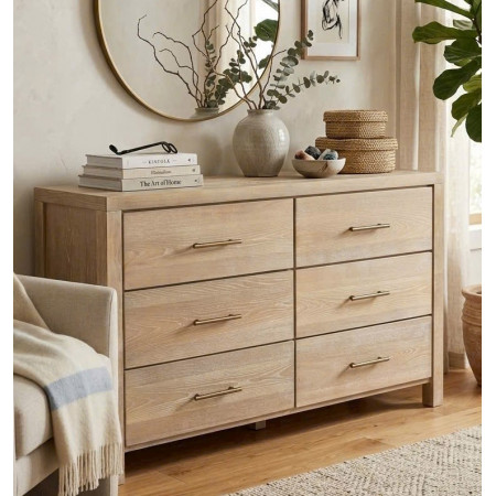 B5822 - 31 : Tủ Ngang 06 Ngăn Kéo - Màu Kem Sứ Nung